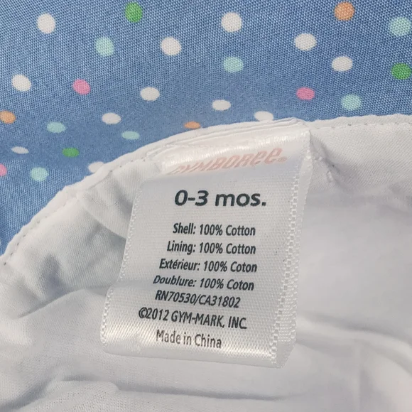 🍉Gymboree girls Bucket Hat. INFANTS Girls  0-3 Months Cotton Blue Polka dot - Picture 2 of 4